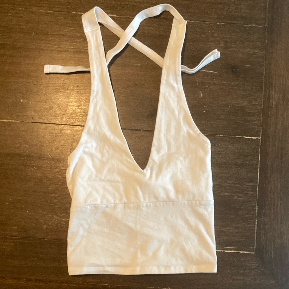 Hollister White Cross-Back Tank Top